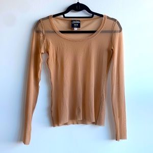 Rare Vintage Jean Paul Gaultier Small Nude Long Sleeve Mesh Top